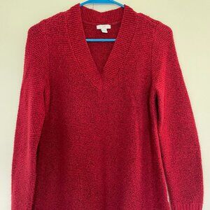J.Jill Red V-Neck Sweater Size XS